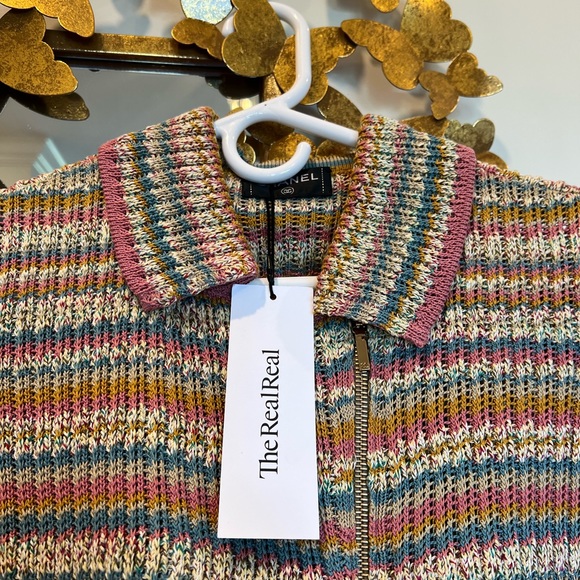 Chanel tweed sweater zip up jacket - Picture 5 of 9